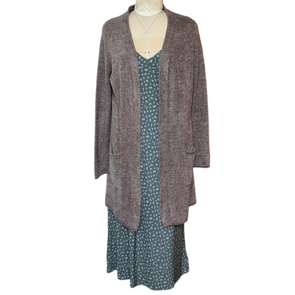 Barefoot Dreams Cozy Chic Lite Long Open Cardigan in Heather Cocoa Taupe… - Picture 1 of 11